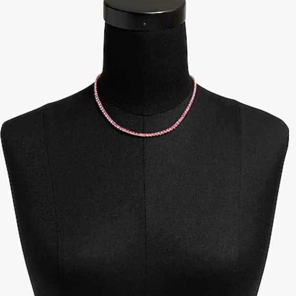 NWT J.CREW CRYSTAL TENNIS NECKLACE WILD 🌺 AZALEA 🌺 - Picture 2 of 3